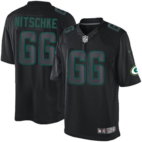 Men's Elite Ray Nitschke Nike Jersey Black - #66 Impact NFL Green Bay Packers